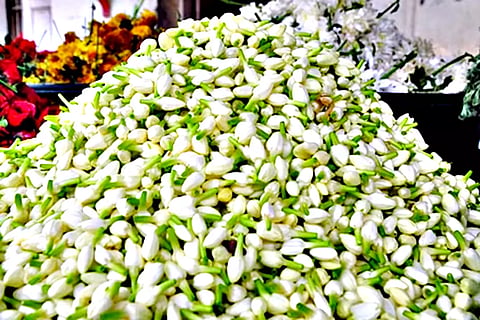 பூ மார்க்கெட்டில் பூக்களின் விலை உயர்வு