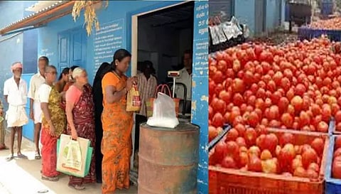 ரேஷன் கடைகளில் ஒரே நாளில் ஒரு டன் தக்காளி விற்பனை