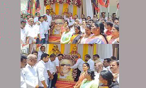 5-வது ஆண்டு நினைவுநாள்: கருணாநிதி உருவப்படத்துக்கு தி.மு.க.வினர் மரியாதை