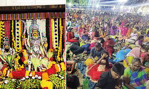 கொடை விழாவையொட்டி சுடலை ஆண்டவருக்கு சிறப்பு அலங்காரம் செய்யபட்டிருந்ததையும், விழாவில் பங்கேற்ற பக்தர்களையும் படத்தில் காணலாம்.