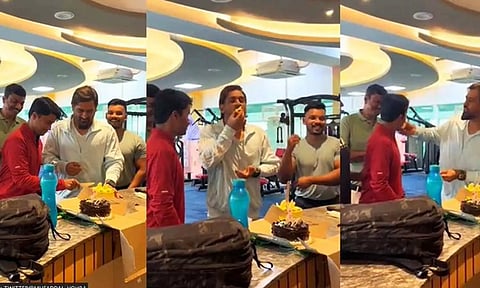 சிஎஸ்கே 5-வது முறையாக சாம்பியன்: ஜிம் நண்பர்களுடன் கேக் வெட்டி கொண்டாடிய டோனி- வீடியோ