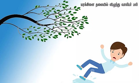 மரக்கிளை தலையில் விழுந்து வாலிபர் பலி