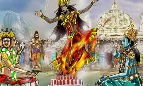 வீரபத்திரர் அவதார கதை-யாகத்தீயில் விழுந்த தாட்சாயிணி