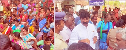 காலிக்குடங்களுடன் பெண்கள் மறியல் செய்ததையும், க.உவரி பஞ்சாயத்து துணைத்தலைவர் உவரி ராஜன் கிருபாநிதி பேச்சுவார்த்தை நடத்தியதையும் படத்தில் காணலாம்.