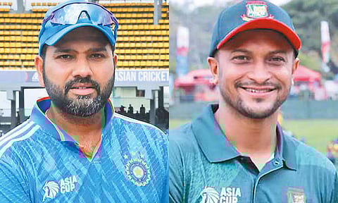 இந்திய கேப்டன் ரோகித் சர்மா - வங்காளதேச கேப்டன் ஷகிப் அல்-ஹசன்