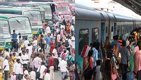 தொடர் விடுமுறை எதிரொலி சேலம் பஸ், ரெயில் நிலையங்களில் பொதுமக்கள் கூட்டம் அலைமோதியது