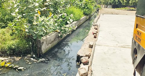 கடலூர் வில்வ நகர் பகவதி அம்மன் கோவில் தெருவில் வடிகால் வாய்க்கால் அமைக்கும் பணி பாதியில் நிறுத்தப்பட்டுள்ளதை படத்தில் காணலாம்.