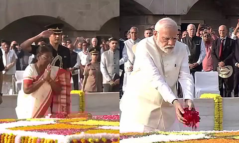 155-வது பிறந்தநாள்: மகாத்மா காந்தி நினைவிடத்தில் பிரதமர் மோடி மரியாதை