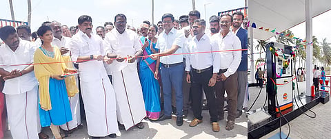 குந்துகாலில் புதிய டீசல் விற்பனை மையத்தை மீன்வளர்ச்சி கழகத்தலைவர் கவுதமன் திறந்து வைத்தார். அருகில் காதர்பாட்சா முத்துராமலிங்கம் எம்.எல்.ஏ. கலெக்டர் விஷ்ணு சந்திரன் உள்ளனர்.