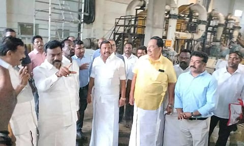 காட்டுப்பள்ளி கடல் நீரை குடிநீராக்கும் நிலையத்தில் அமைச்சர் கே.என்.நேரு நேரில் ஆய்வு