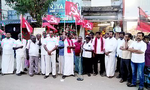 சங்கரன்கோவிலில் மார்க்சிஸ்ட் கம்யூனிஸ்டு கட்சியினர் ஆர்ப்பாட்டம்