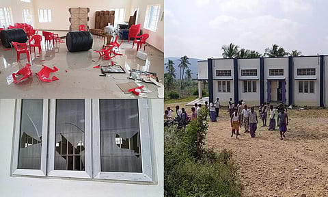 அரசு சமுதாய திருமண மண்டபத்தில் உள்ள பொருட்களை அடித்து நொறுக்கிய மர்ம நபர்கள்- போலீசார் தீவிர விசாரணை