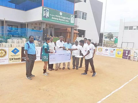 உடுமலையில் கைப்பந்து போட்டி நடைபெற்ற காட்சி. 