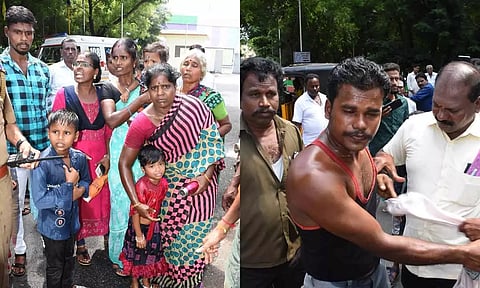 வேலூர் கலெக்டர் அலுவலகத்தில் பெண்கள், குழந்தைகள் உட்பட 15 பேர் தீக்குளிக்க முயற்சி