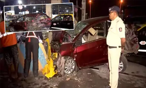 மும்பையில் சினிமாவை மிஞ்சும் விபத்து: சுங்கசாவடியில் 6 கார்கள் மோதியதில் 3 பேர் பலி