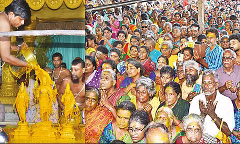 கந்தசஷ்டிவிழா: சுவாமி ஜெயந்திநாதர்-வள்ளி, தெய்வானைக்கு சிறப்பு அபிஷேகம்