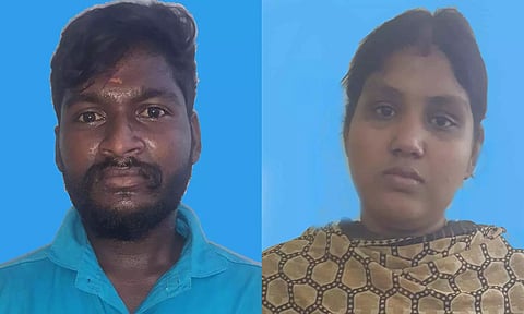 கைதான சக்திவேல்-சத்தியபிரியா.