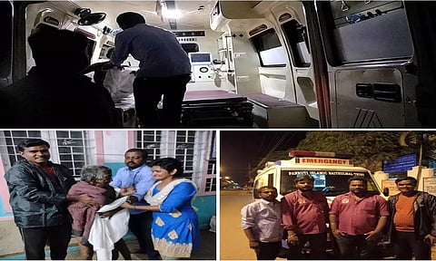 நிர்வாணமாக சுற்றித் திரிந்த மூதாட்டியை மீட்டு கடலூர் முதியோர் காப்பகத்தில் சேர்த்த இளைஞர் குழுவினரை படத்தில் காணலாம்.