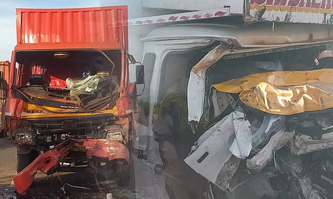 மினி ஆட்டோ மீது கண்டெய்னர் மோதியது விபத்து- டிரைவர் உள்பட 3 பேர் உடல் நசுங்கி பலி