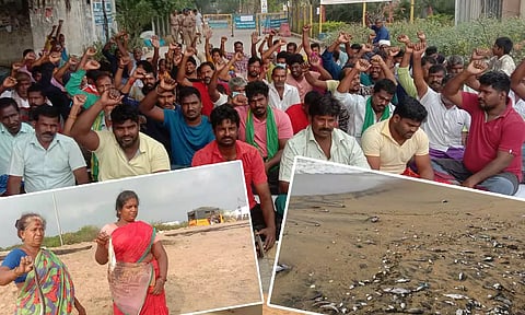 அமோனியா வாயுவை சுவாசித்த 100-க்கும் மேற்பட்டோருக்கு சளி, காய்ச்சல்- கிராம மக்கள் போராட்டம்