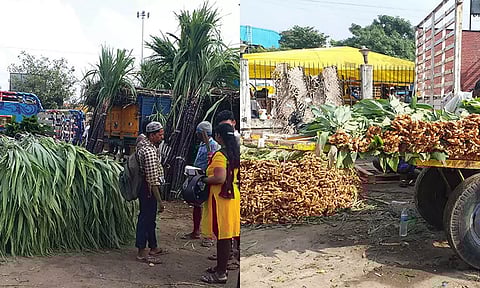 பொங்கல் சிறப்பு சந்தை தொடக்கம்: கோயம்பேடு மார்க்கெட்டில் விற்பனைக்கு குவிந்த கரும்பு-மஞ்சள்