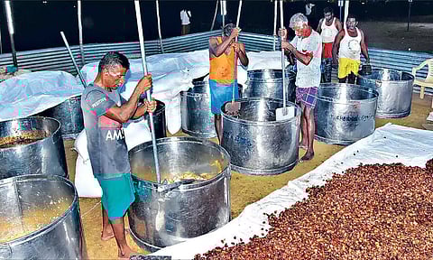 பழனி கோவிலுக்கு எடப்பாடி பக்தர்கள் வருகை... ராட்சத அண்டாக்களில் 15 டன் பஞ்சாமிர்தம் தயாரிப்பு