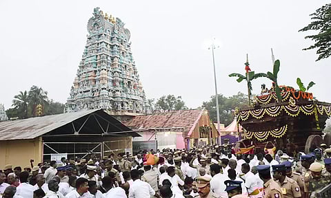 17 ஆண்டுகளுக்கு பிறகு கண்டதேவி கோவில் தேர் வெள்ளோட்டம்