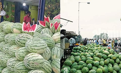 வெயிலின் தாக்கம் அதிகரிப்பு: கோயம்பேடு மார்க்கெட்டில் விற்பனைக்கு குவிந்த தர்பூசணிகள்