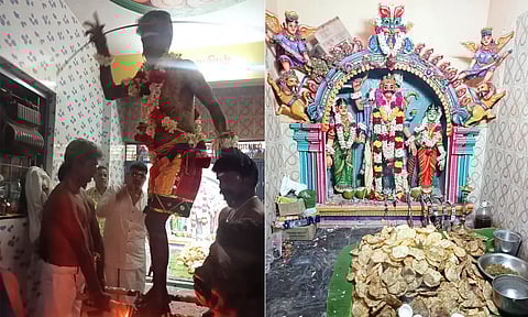 வேடசந்தூரில் அரிவாள் மீது ஏறி அருள்வாக்கு கூறிய பூசாரி