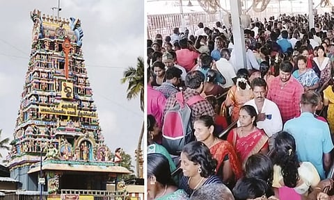 சிறுவாபுரி முருகன் கோவிலில் கட்டுக்கடங்காத பக்தர்கள் கூட்டம்