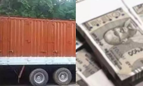 கோடிக்கணக்கான பணத்துடன் நடுரோட்டில் நின்ற கண்டெய்னர் லாரி