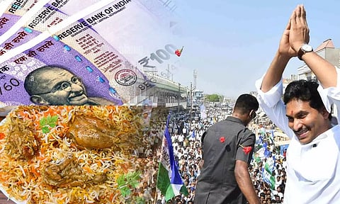 ஜெகன்மோகன் ரெட்டி பிரசாரத்தில் மது, கோழி பிரியாணியுடன் ரூ.300 வினியோகம்