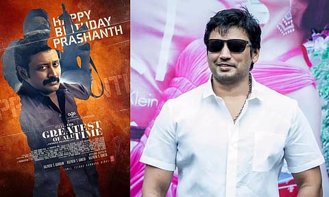 பிரஷாந்தை வாழ்த்திய கோட் படக்குழுவினர்.