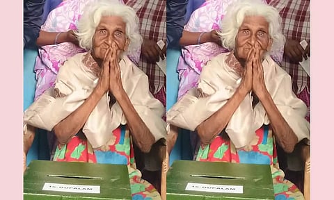 புதுச்சேரியில் தபால் ஓட்டு போட்ட 100 வயது மூதாட்டி