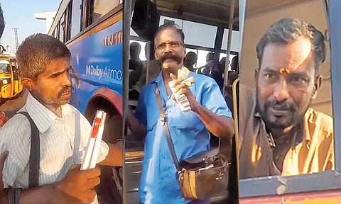 பார்வையற்ற மாற்றுத்திறனாளியை மாநகர பஸ்சில் ஏற்ற மறுத்த டிரைவர்-கண்டக்டர்