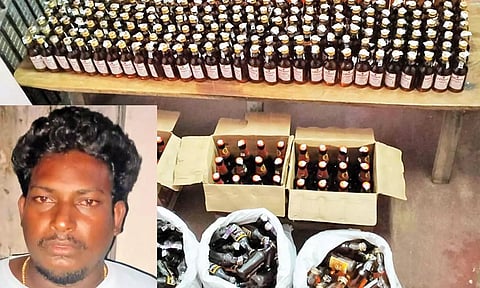 தூத்துக்குடியில் 468 மது பாட்டில்களை பதுக்கிய தி.மு.க. நிர்வாகி கைது