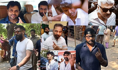 கடமை தவறாமல் வாக்களிக்க வந்த திரை பிரபலங்கள்