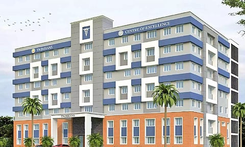 புதிய கட்டிடத்தின் முகப்புத் தோற்றம்