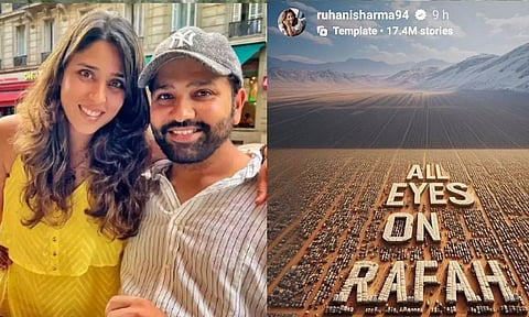 பாலஸ்தீனத்திற்கு ஆதரவாக இன்ஸ்டாகிராம் ஸ்டோரி வைத்த ரோகித் மனைவி