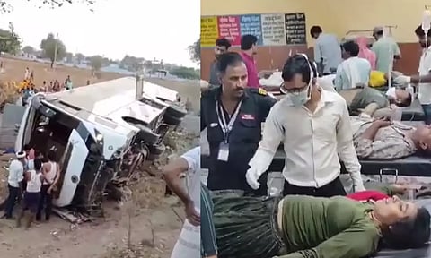 ஓட்டுநர் தூங்கியதால் நேர்ந்த விபரீதம் - பேருந்து கவிழ்ந்து ஒருவர் பலி.. 22 பேர் படுகாயம்