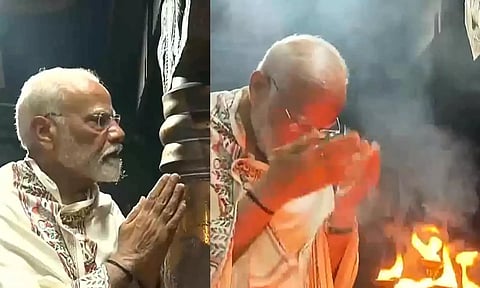 பகவதி அம்மன் கோவிலில் சாமி தரிசனம் செய்தார் பிரதமர் மோடி