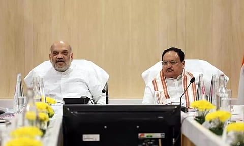 ஜே.பி. நட்டா உடன் அமித் ஷா, ராஜ்நாத் சிங் சந்திப்பு: என்டிஏ தலைவர்கள் நாளை டெல்லியில் ஆலோசனை