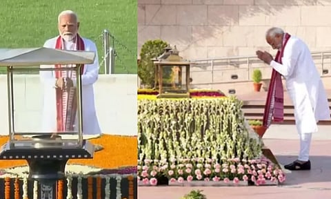 இன்று இரவு பதவியேற்பு.. டெல்லியில் தலைவர்கள் நினைவிடங்களுக்கு விசிட் அடித்த மோடி