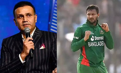 சேவாக் யார்? விமர்சித்த முன்னாள் இந்திய வீரருக்கு பதிலடி கொடுத்த சகிப் அல் ஹசன்