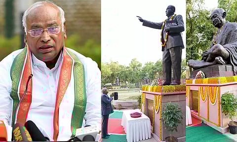 தலைவர்கள் சிலை இடமாற்றம் - தனது கல்லூரி நாட்களுக்கு சென்ற கார்கே..