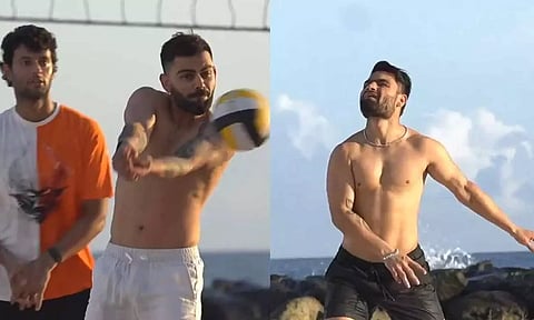 சிக்ஸ் பேக்ஸ் உடற்கட்டுடன் பீச் வாலிபால் விளையாடும் இந்திய வீரர்கள்- வைரலாகும் வீடியோ