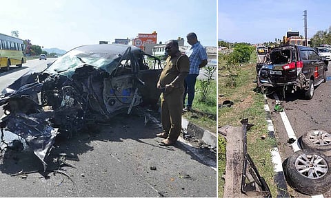 கார் டயர் வெடித்து விபத்து- மாணவி பலி