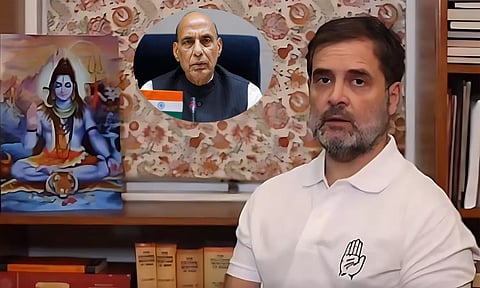 கடவுள் சிவன் படம் முன்பு பொய் பேசிய ராஜ்நாத்சிங் - வீடியோ வெளியிட்டு ராகுல் காந்தி தாக்கு