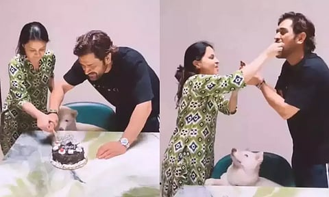 15வது திருமண நாளை கொண்டாடிய தோனி- சாக்ஷி: வைரலாகும் வீடியோ