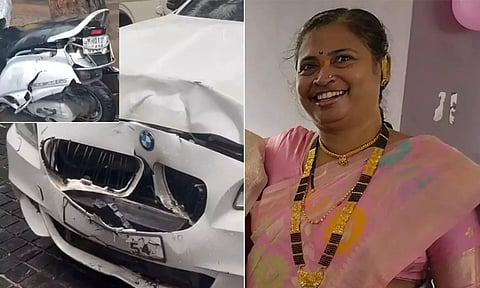 குடிபோதையில் இளைஞன் ஓட்டிய BMW கார் மோதி பெண் உயிரிழப்பு.. சிவசேனா புள்ளியின் மகனுக்கு வலை